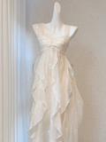 A line Straps Floral White Ankle length Birthday Dresses Birthday Outfits SD517