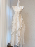 A line Straps Floral White Ankle length Birthday Dresses Birthday Outfits SD517