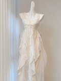 A line Straps Floral White Ankle length Birthday Dresses Birthday Outfits SD517