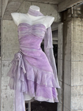 Sheath Spaghetti Straps Short Lilac Cocktail Dresses Birthday Outfits SD533 HZ0628