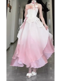A line Straps Ombre Pink Chiffon Party Prom Dresses Birthday Outfits SD565
