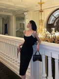 Sheath Spaghetti Straps Sleeveless Black Knee Length Prom Dresses Birthday Outfits SD618