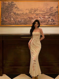Sheath Spaghetti Straps Sleeveless White Floral Prom Dresses Birthday Outfits With Flower SD664