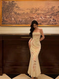 Sheath Spaghetti Straps Sleeveless White Floral Prom Dresses Birthday Outfits With Flower SD664