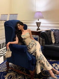 Sheath Spaghetti Straps Sleeveless Floral Date Night Dress Prom Dresses Birthday Outfits SD699