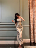 Sheath Spaghetti Straps Sleeveless Floral Date Night Dress Prom Dresses Birthday Outfits SD699