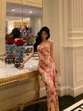 Sheath Strapless Sleeveless Pink Floral Date Night Dress Prom Dresses Birthday Outfits SD701