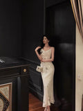 Sheath Straps Sleeveless Ivory Sequin Date Night Dress Prom Dresses Birthday Outfits SD703
