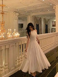 A Line Jewel Sleeveless White Chiffon Prom Dresses Birthday Outfits SD721