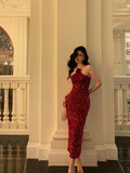 Sheath Halter Sleeveless Flower Sequin Date Night Dress Prom Dresses Birthday Outfits SD767