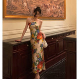 Sheath Halter Sleeveless Floral Date Night Dress Prom Dresses Birthday Outfit SD772