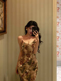 Mermaid Spaghetti Straps Floral Ruffles Long Prom Dresses Birthday Outfit SD781