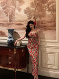 Sheath Spaghetti Straps Floral Prom Dresses Birthday Outfits Evening Gown SD787