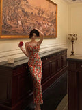 Sheath Spaghetti Straps Floral Prom Dresses Birthday Outfits Evening Gown SD787
