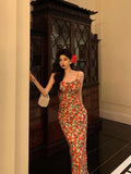 Sheath Spaghetti Straps Floral Prom Dresses Birthday Outfits Evening Gown SD787