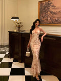Sheath Spaghetti Straps Pleated Floral Prom Dresses Birthday Outfits Evening Gown SD795