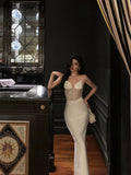 Mermaid Sweetheart Date Night Dress White Prom Dresses Party Dress Birthday Outfits SD796