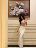 Mermaid Sweetheart Date Night Dress White Prom Dresses Party Dress Birthday Outfits SD796