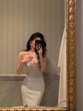 Mermaid Sweetheart Date Night Dress White Prom Dresses Party Dress Birthday Outfits SD796