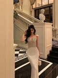 Mermaid Sweetheart Date Night Dress White Prom Dresses Party Dress Birthday Outfits SD796