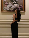 Sheath V Neckline Date Night Dress Black Prom Dresses Party Dress Birthday Outfits SD809