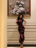 Sheath High Neckline Floral Date Night Dress Prom Dresses Party Dress Birthday Outfits SD821