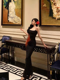 Sheath Spaghetti Straps Black Long Prom Dresses Birthday Outfits Evening Gown SD828