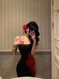 Sheath Spaghetti Straps Black Long Prom Dresses Birthday Outfits Evening Gown SD828