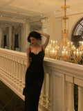 Sheath Spaghetti Straps Black Date Night Dress Prom Dresses Party Dress Birthday Outfits SD829