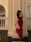 Sheath Spaghetti Straps Red Date Night Dress Prom Dresses Party Dress Birthday Outfits SD830