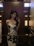 Sheath Spaghetti Straps Floral White Date Night Dress Prom Dresses Birthday Outfit SD840