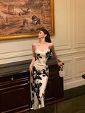 Sheath Spaghetti Straps Floral White Date Night Dress Prom Dresses Birthday Outfit SD840