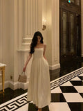 A Line Spaghetti Straps White Date Night Dress Prom Dresses Birthday Party Outfit SD858