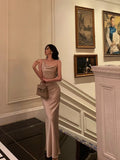 Sheath Straps Satin Champagne Prom Dresses Birthday Outfits Evening Gown SD869