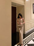 Sheath Straps Satin Champagne Prom Dresses Birthday Outfits Evening Gown SD869
