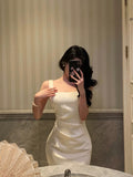 Mermaid Straps Sleeveless Ivory Date Night Dress Prom Dresses Birthday Party Outfit SD871