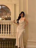 Mermaid Spaghetti Straps White Floral Satin Prom Dresses Birthday Outfits Evening Gown SD876