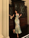 Mermaid Spaghetti Straps Green Lace Date Night Dress Prom Dresses Birthday Party Outfit SD877