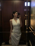 Sheath V Neckline Sleeveless Date Night Dress White Prom Dresses Birthday Party Outfit SD887