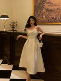 A line Spaghetti Straps Ivory Date Night Dress Prom Dresses Birthday Party Outfit SD894