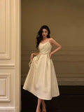 A line Spaghetti Straps Ivory Date Night Dress Prom Dresses Birthday Party Outfit SD894