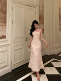 A line Spaghetti Straps Floral Lace Ivory Prom Dresses Birthday Outfits Evening Gown SD895