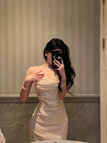 A line Spaghetti Straps Floral Lace Ivory Prom Dresses Birthday Outfits Evening Gown SD895