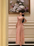 A Line Spaghetti Straps Pink Lace Prom Dresses Birthday Outfits Evening Gown SD905