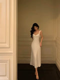 A Line Straps White Prom Dresses Birthday Outfits Evening Gown SD909