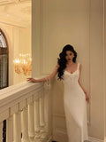 A Line Straps White Prom Dresses Birthday Outfits Evening Gown SD909
