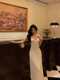 A Line Straps White Prom Dresses Birthday Outfits Evening Gown SD909