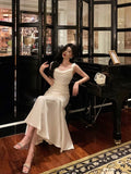 Mermaid Square Neckline White Date Night Dress Prom Dresses Birthday Party Outfit SD910