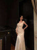 Mermaid Square Neckline White Date Night Dress Prom Dresses Birthday Party Outfit SD910