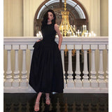A line Scoop Neckline Black Backless Prom Dresses Birthday Outfits Evening Gown SD913